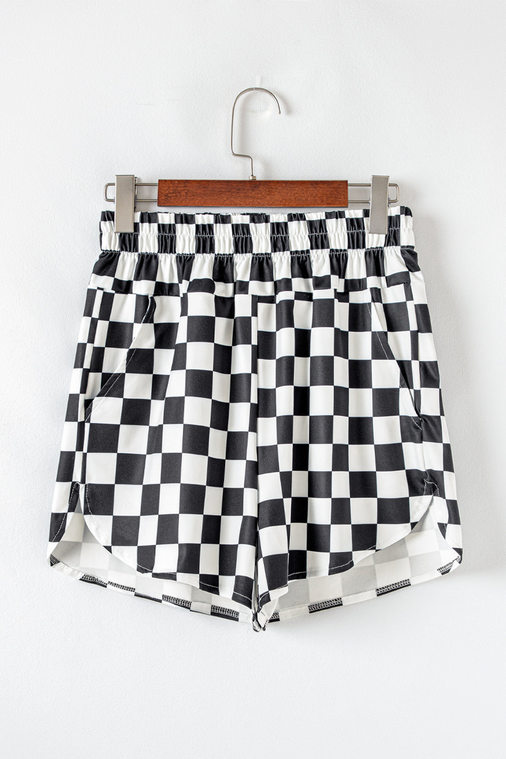 Checkered High Waist Casual Shorts