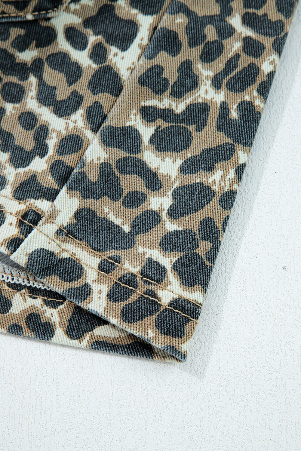 Leopard Print Loose Fit Denim Overall Dress