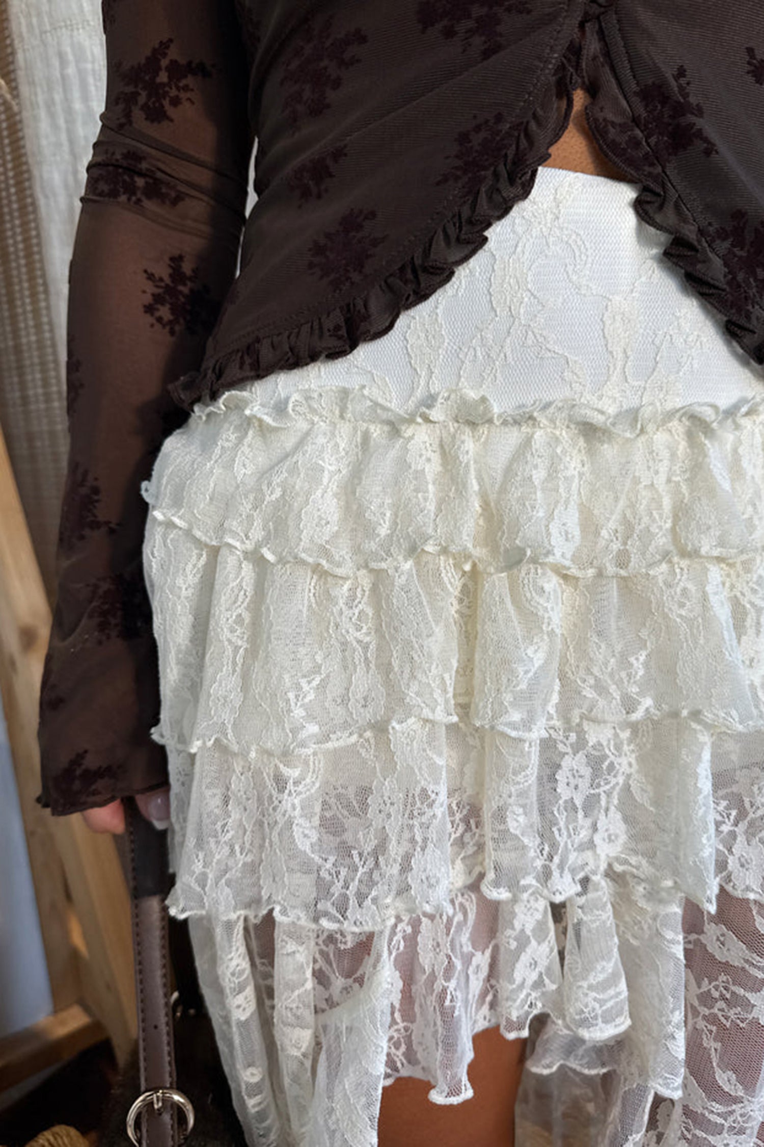 Sheer Lace High Low Skirt