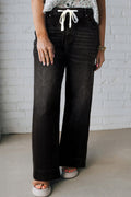 Acid Wash Lace-up Plus Size Jeans