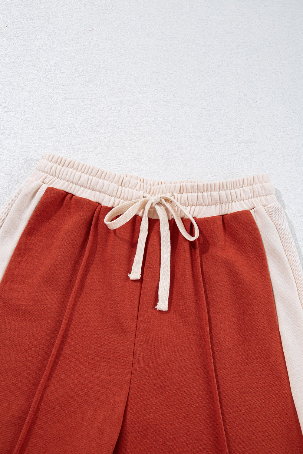 Color Block Drawstring Wide Leg Pants