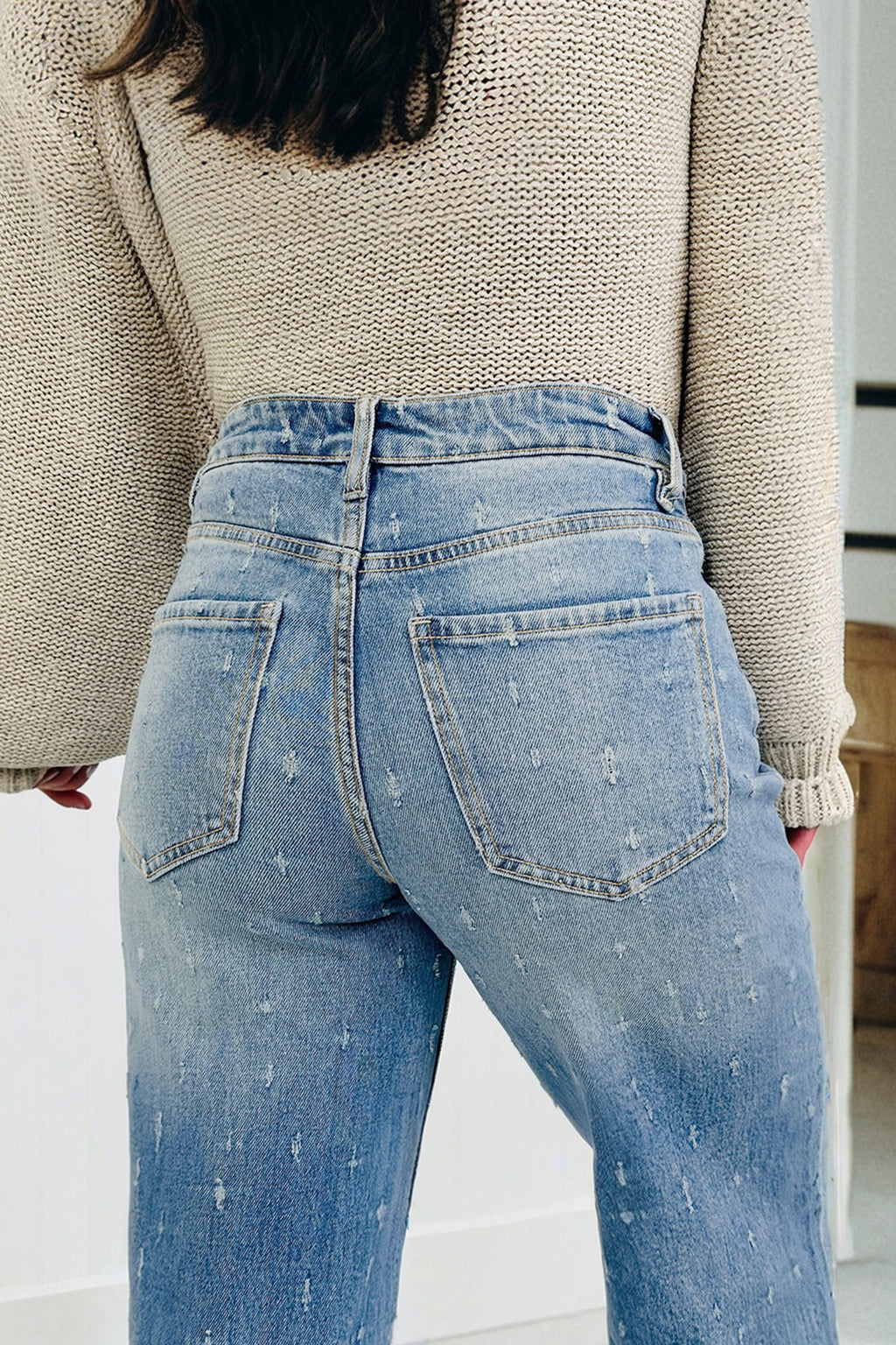 Distressed Detail Tummy Jeans