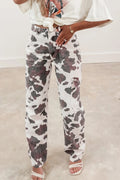 Cow Print Cargo Jeans