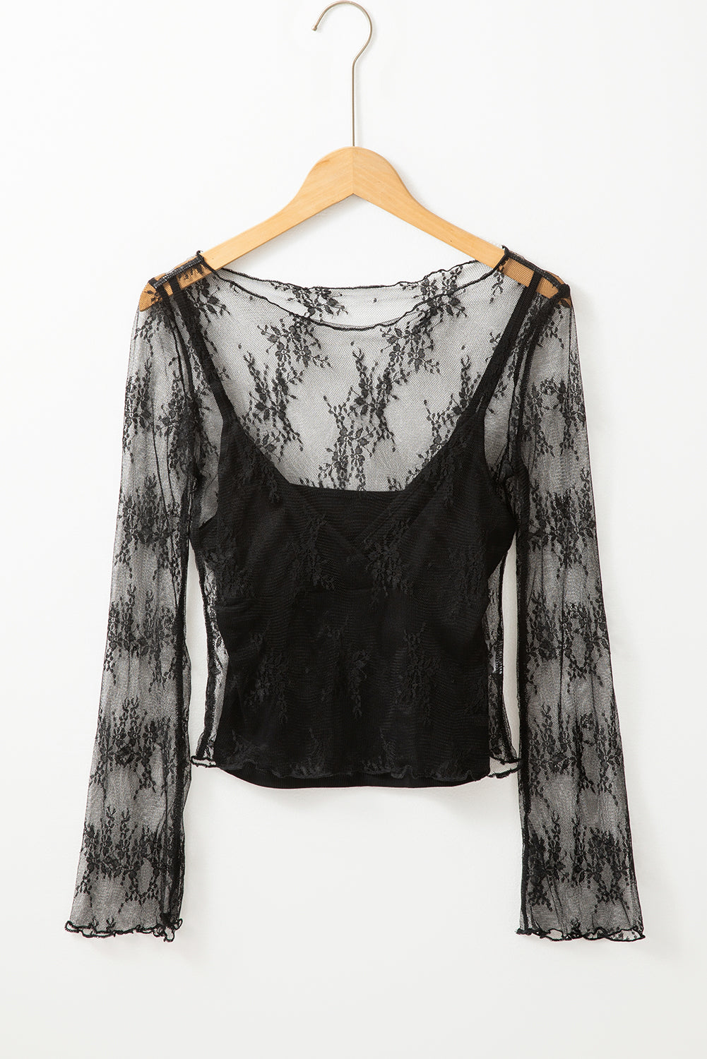 Black Lace Slim Fit Blouse