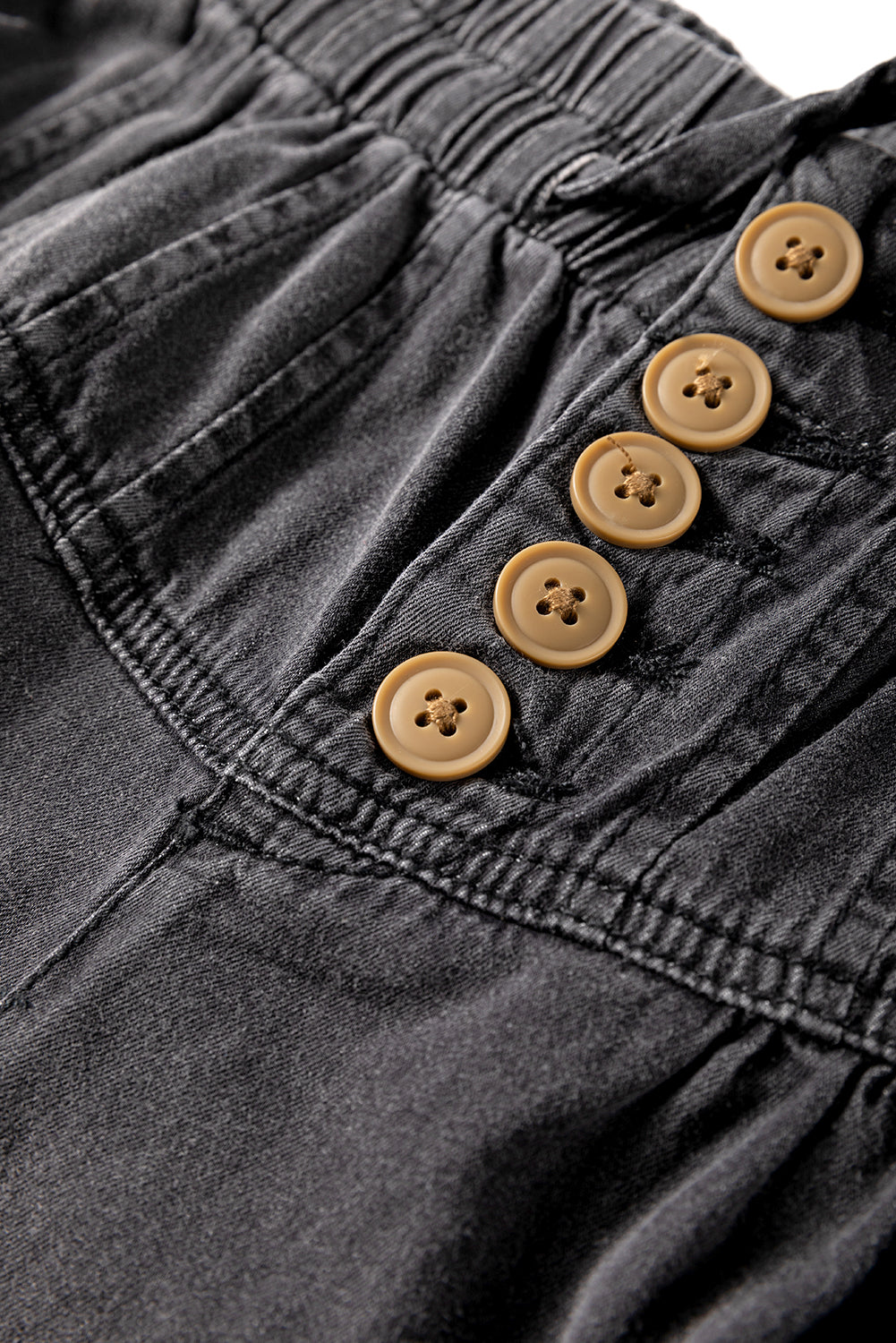 Mineral Wash Button Fly Wide Leg Jeans