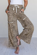Leopard Wide Leg Terry Knit Pants