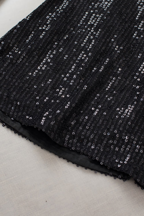Black Sequin Wide Leg Pants