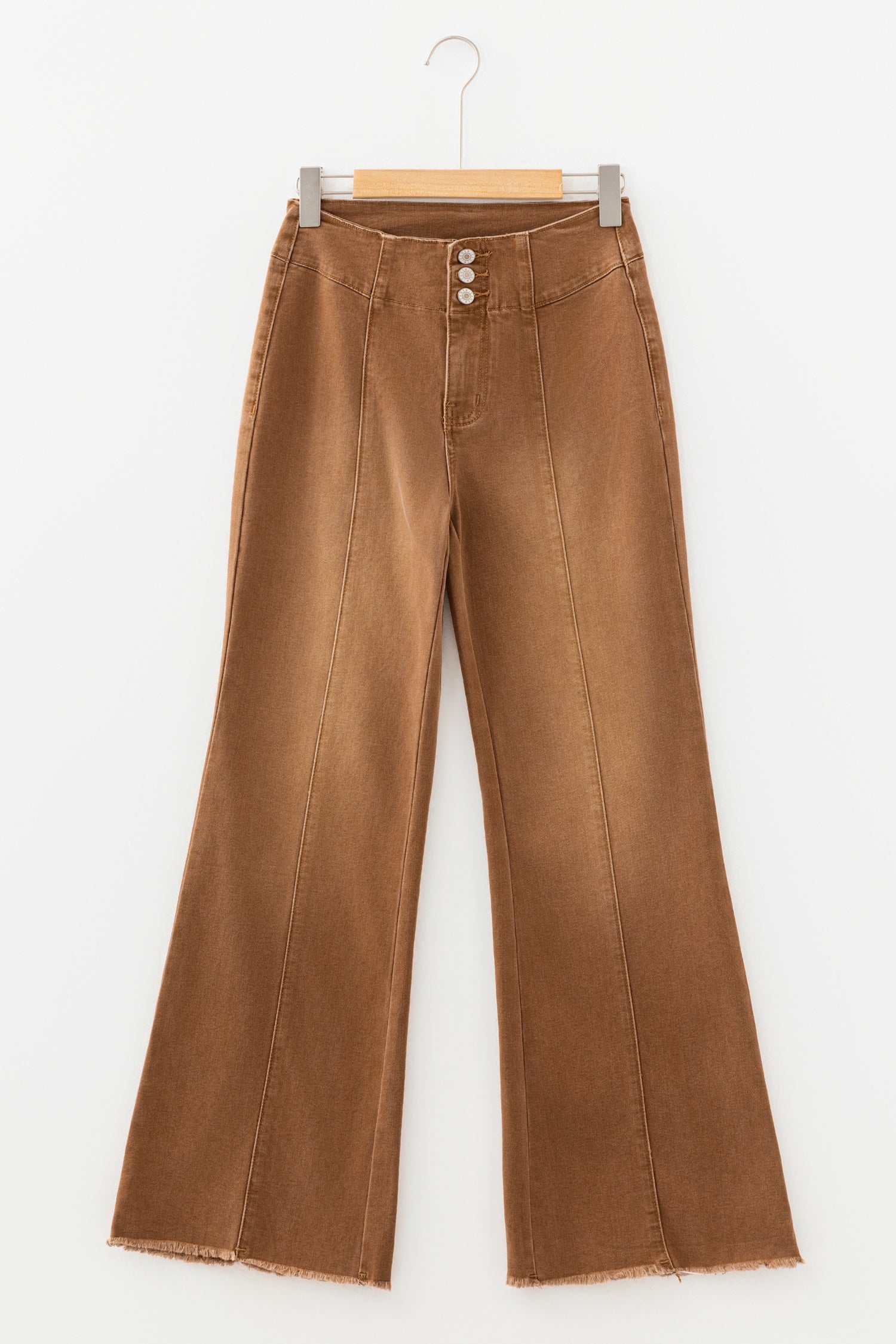 High Waist Raw Hem Flare Jeans