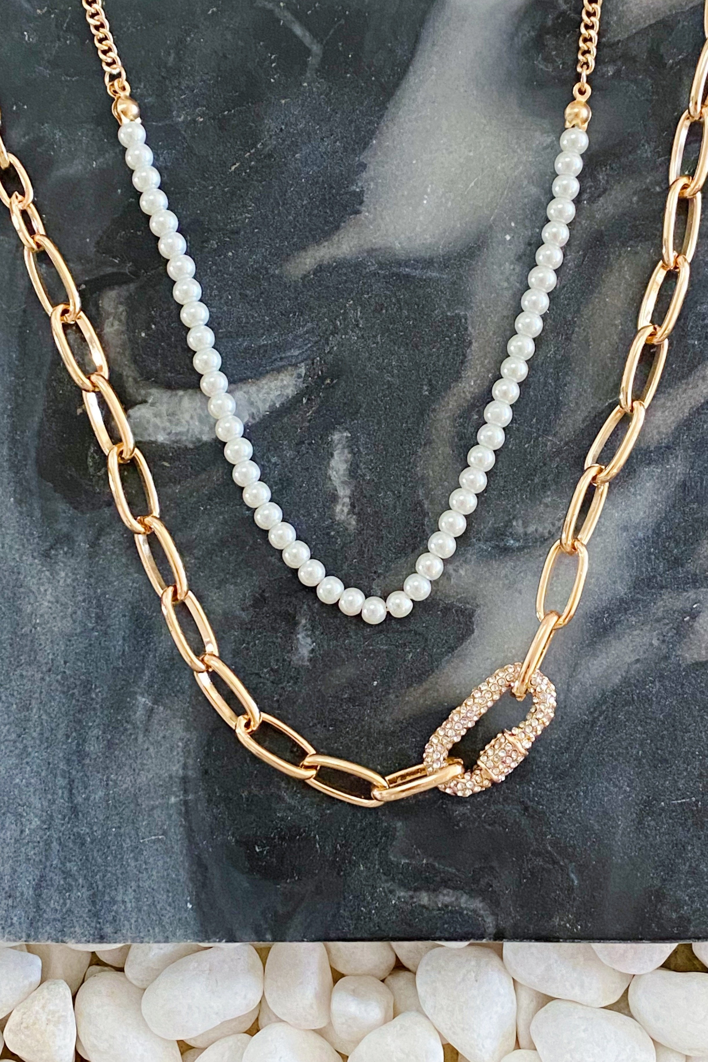 Classic Duo Layered Pearl Necklace Set-2