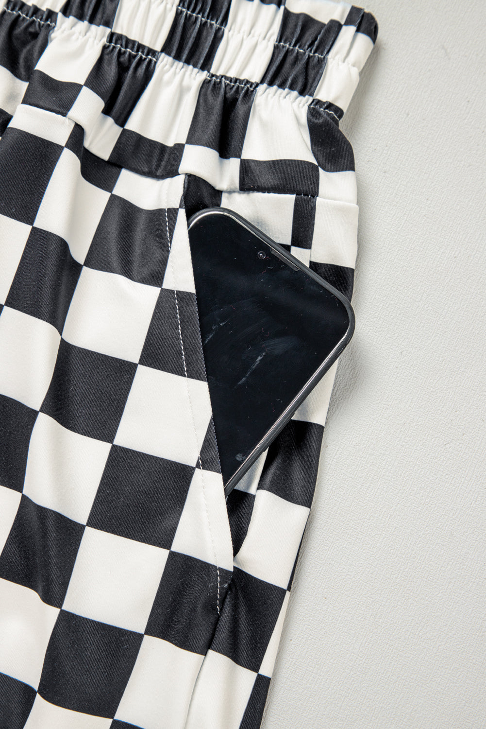 Checkered High Waist Casual Shorts