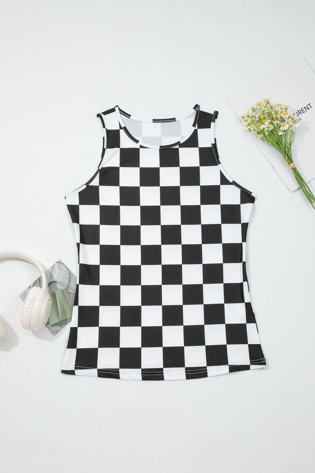 Checkered Slim Tank Top