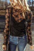 Black Lace Slim Fit Blouse