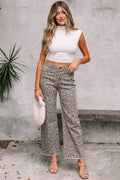 Leopard Print Wide Leg High Waist Jeans