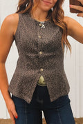 Leopard Print Denim Vest