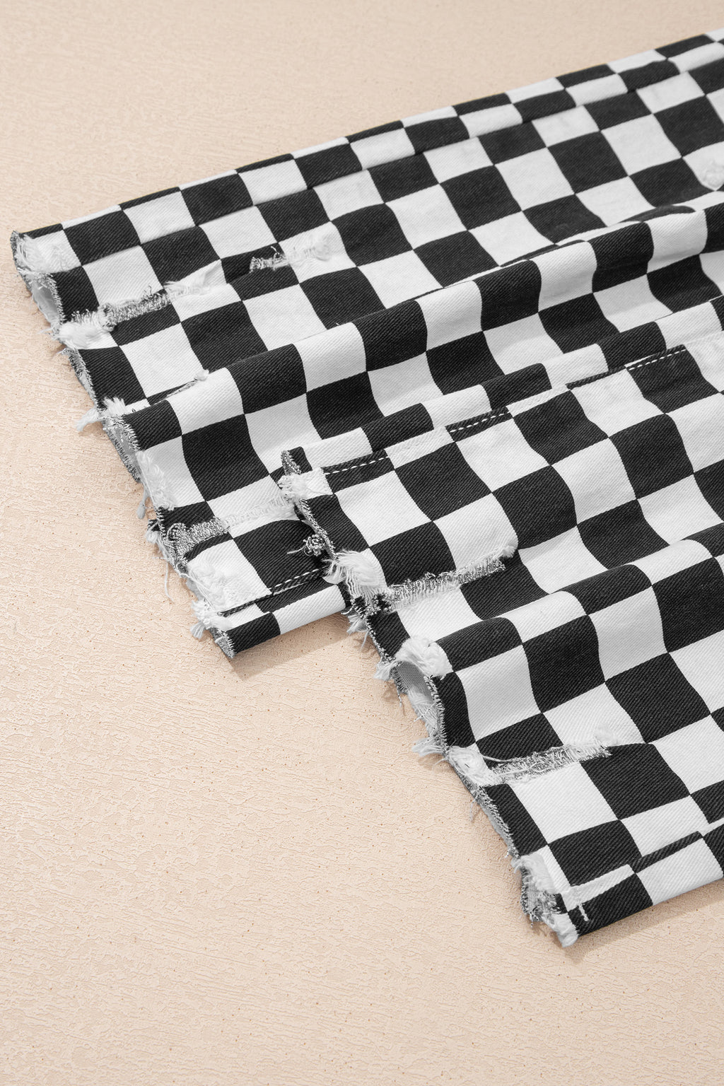 Checkered Distressed Cropped Jeans