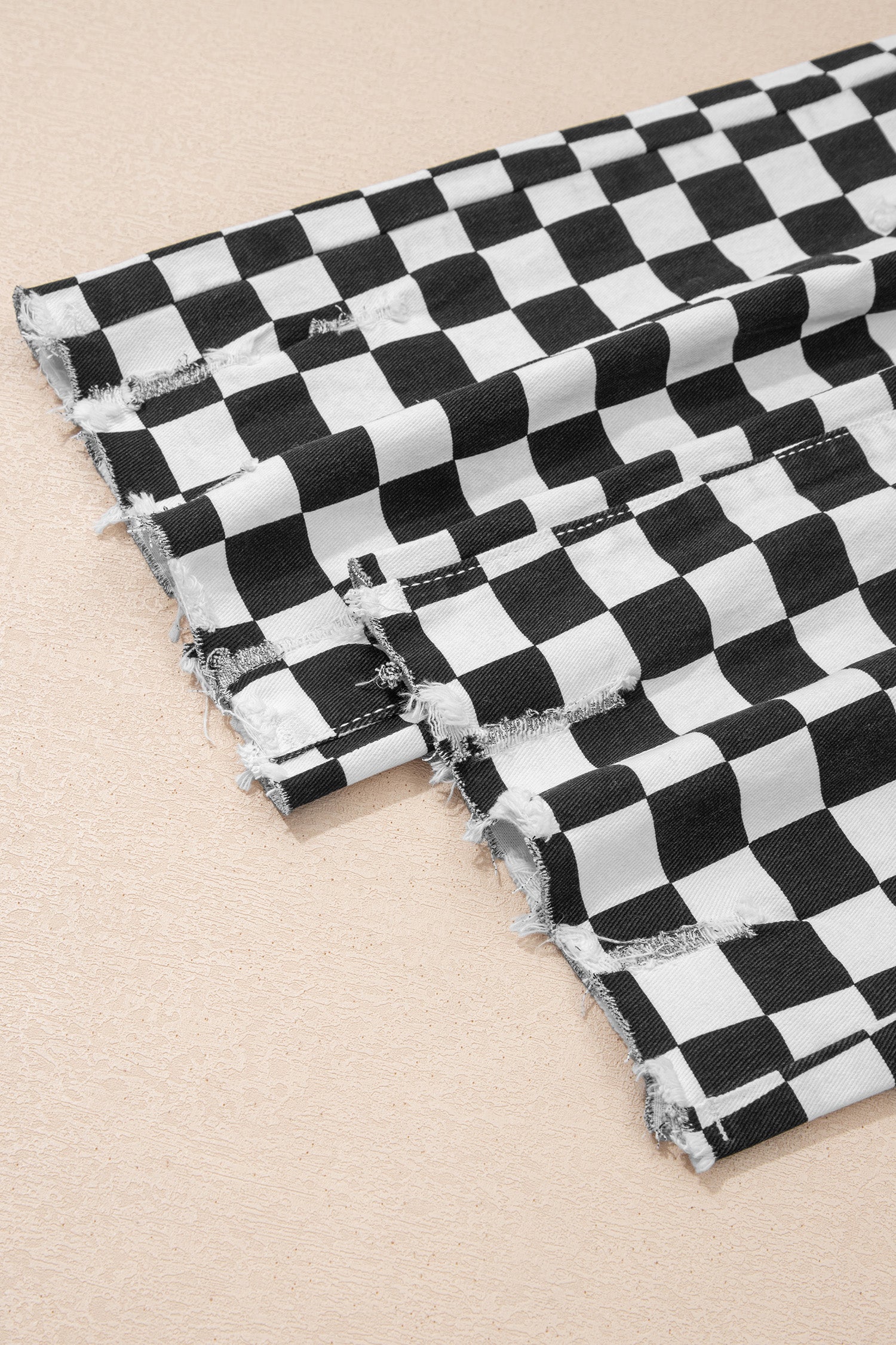 Checkered Distressed Cropped Jeans
