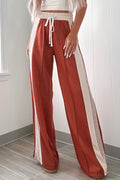 Color Block Drawstring Wide Leg Pants