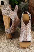 Vintage Floral Faux Leather Platform Sandals