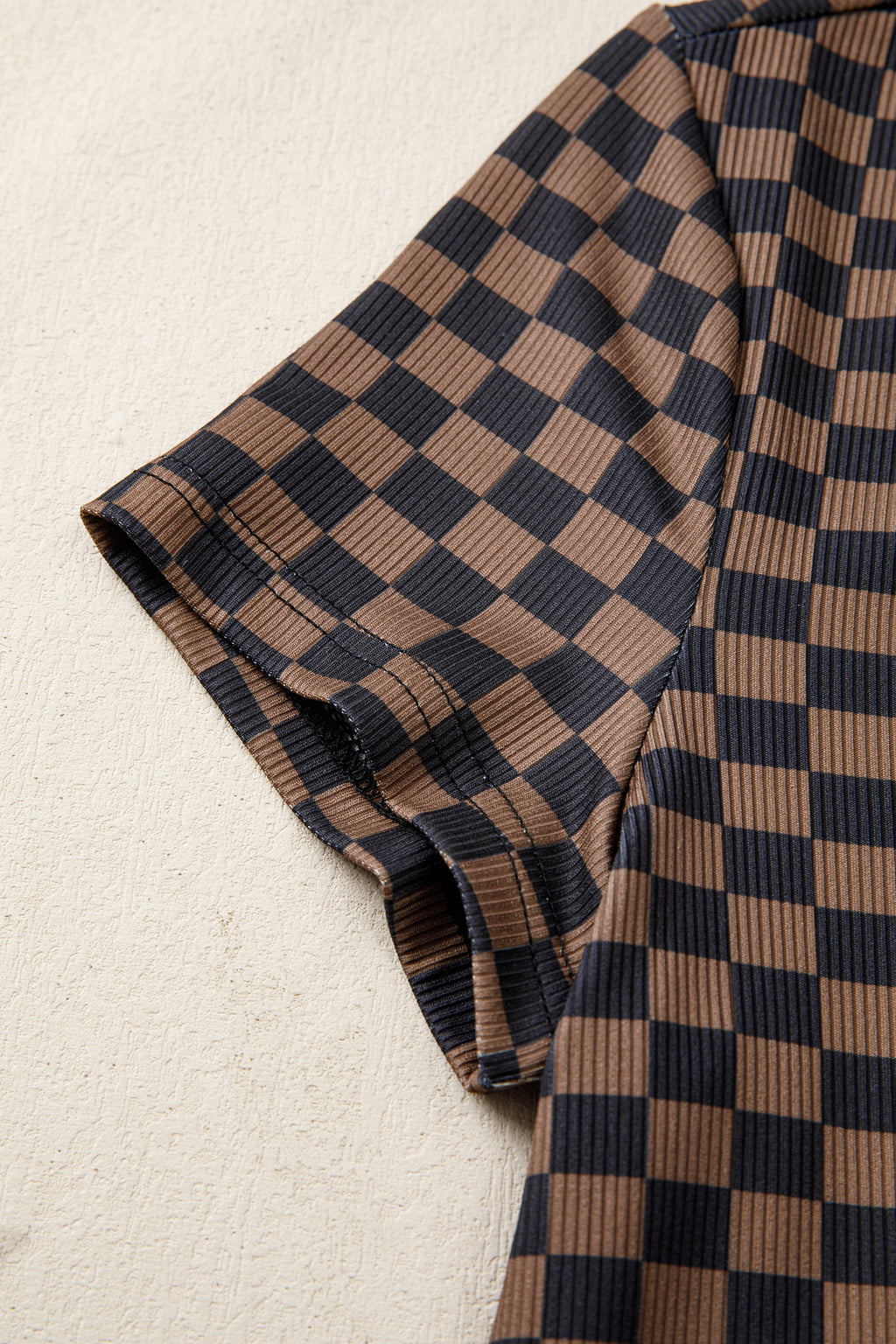 Checkered Round Neck T Shirt