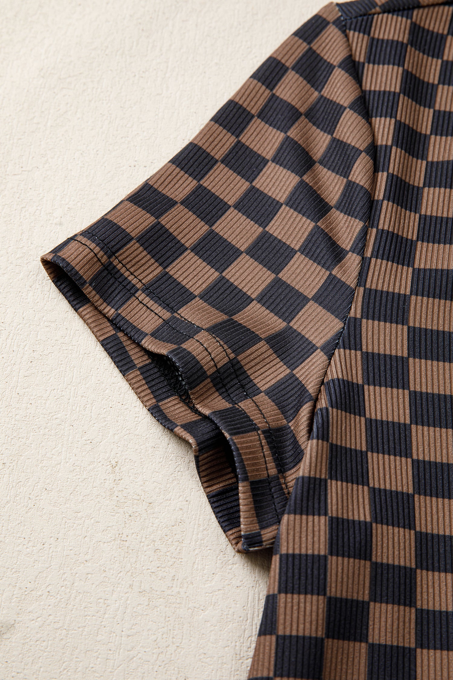 Checkered Round Neck T Shirt