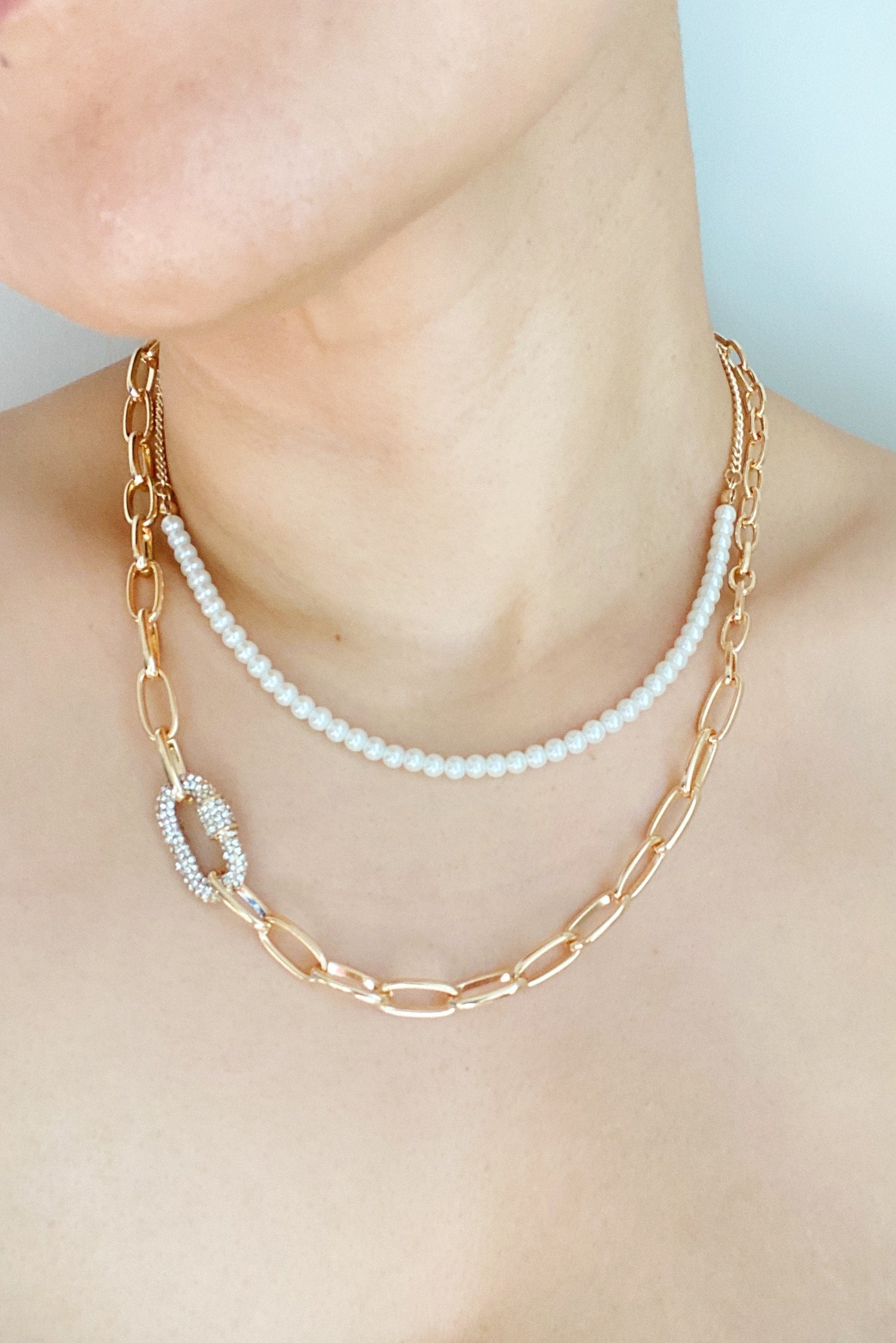 Classic Duo Layered Pearl Necklace Set-1