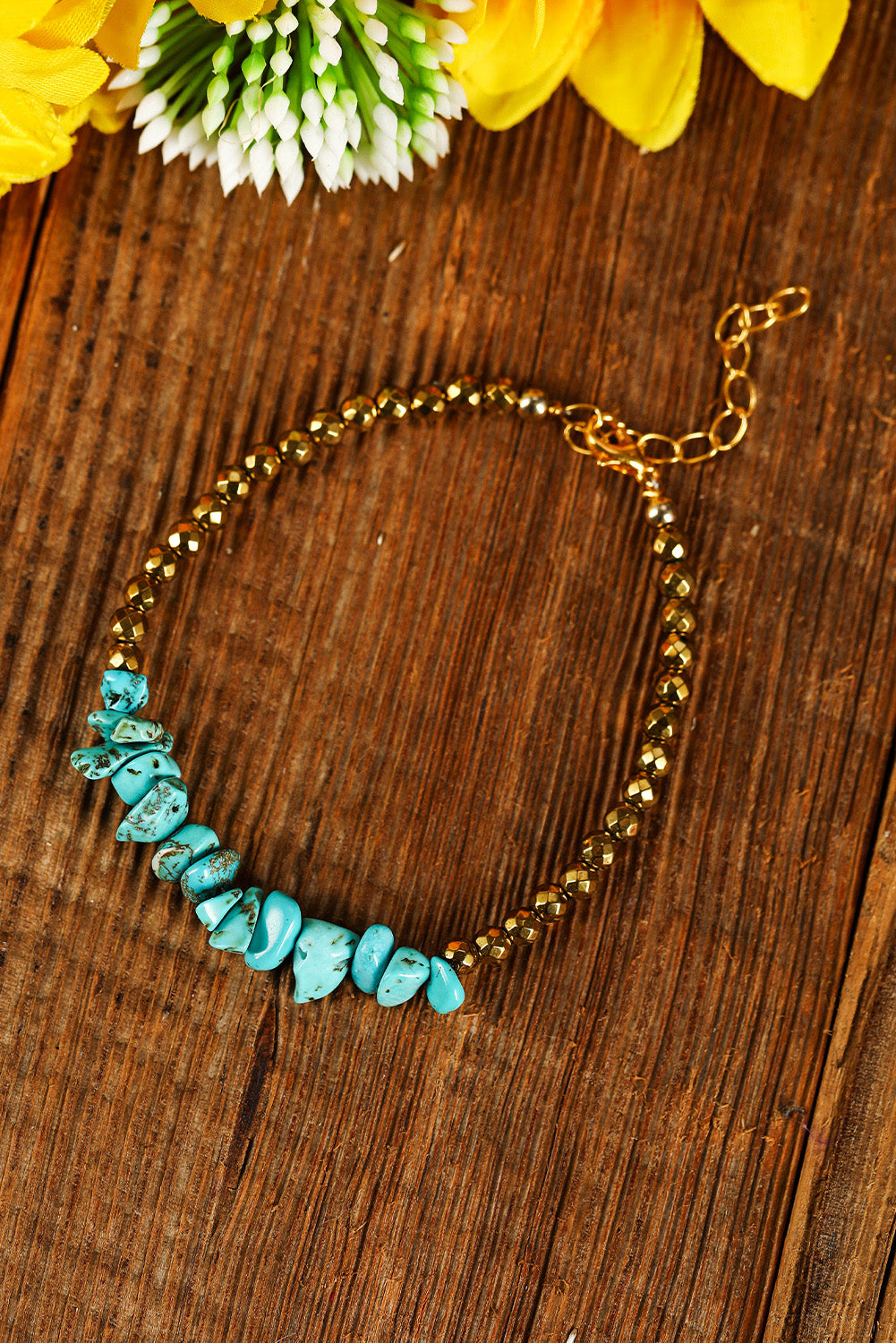 Gold Turquoise Adjustable Bracelet