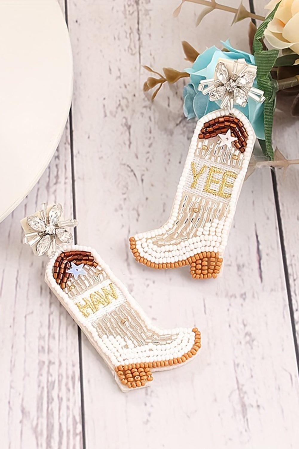 Cowboy Boots Beaded Earrings