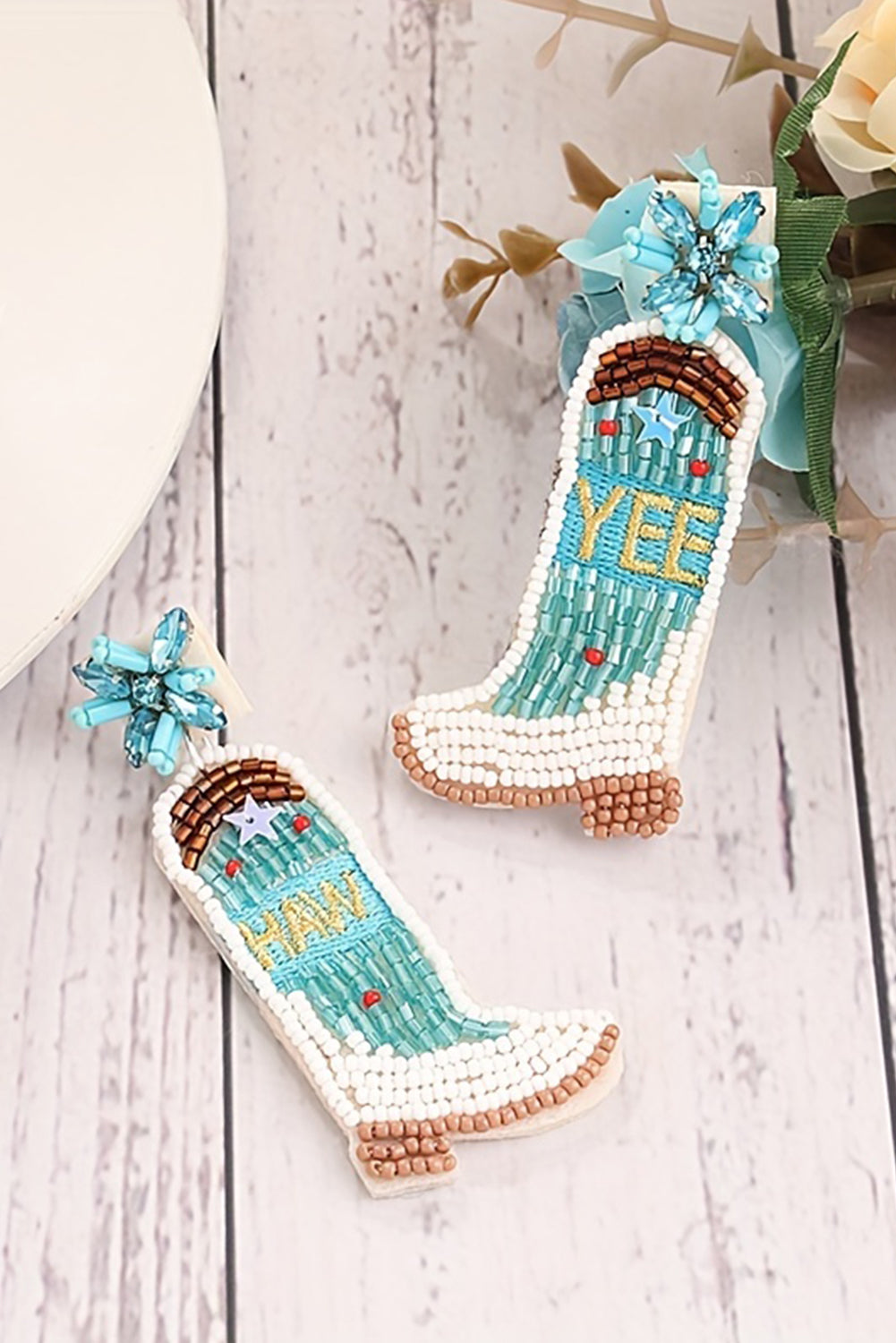 Cowboy Boots Beaded Earrings
