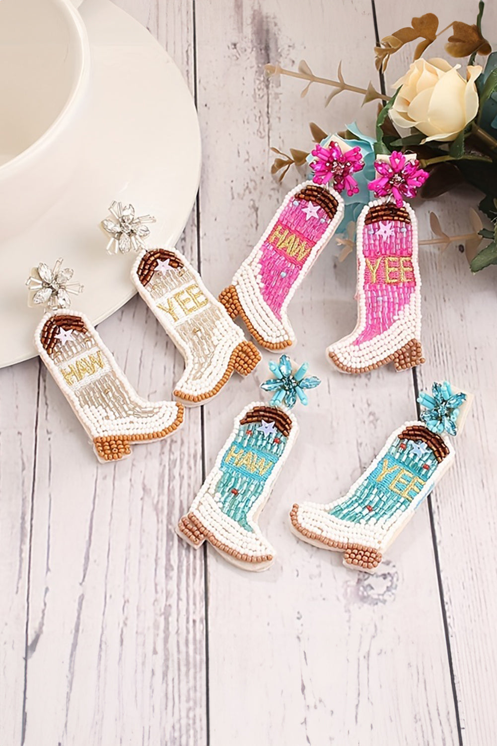 Cowboy Boots Beaded Earrings