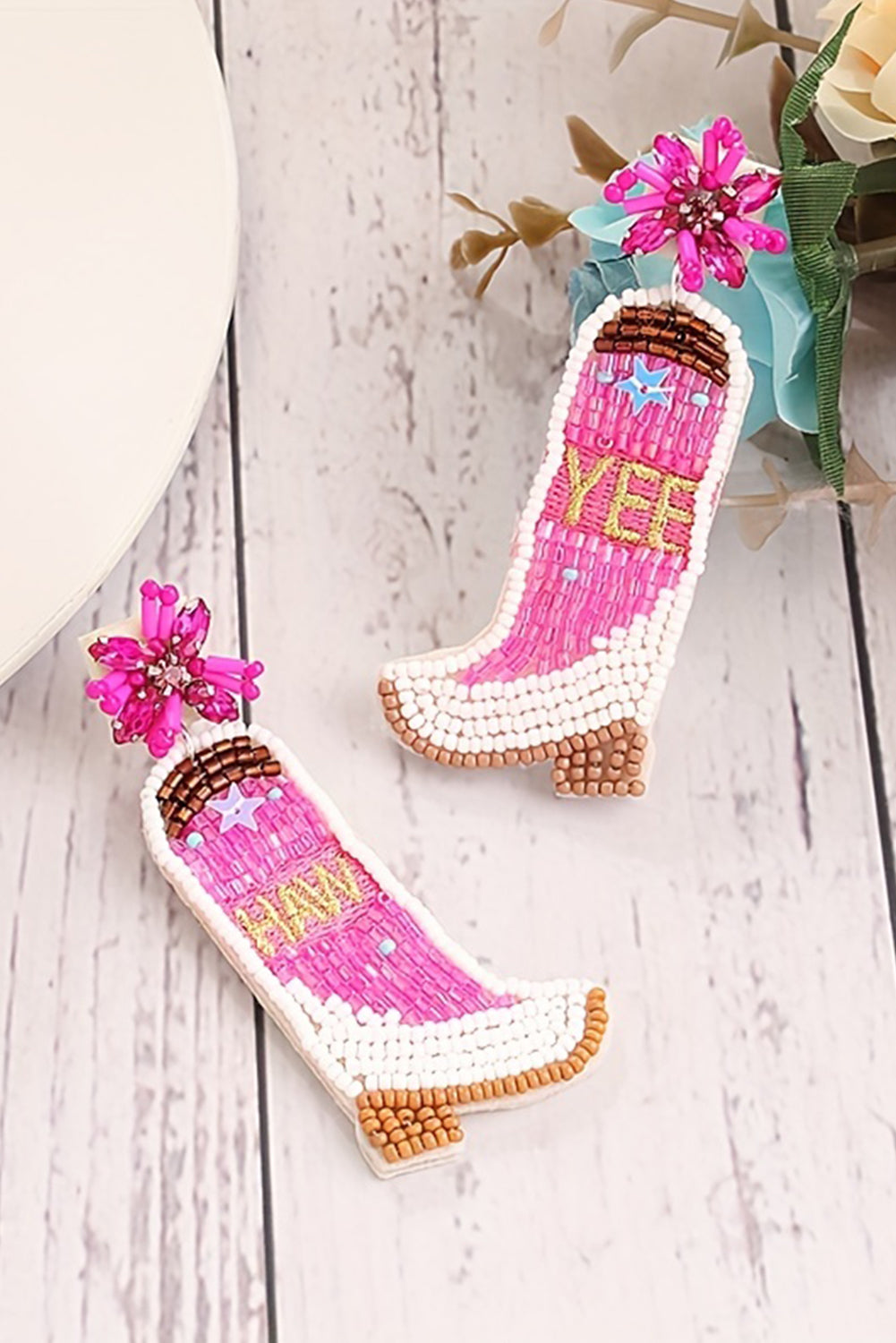 Cowboy Boots Beaded Earrings
