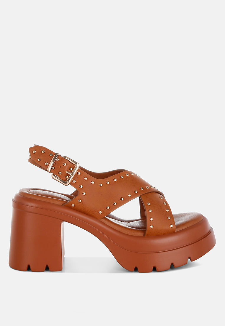 Stud Embellished Block Heel Sandals