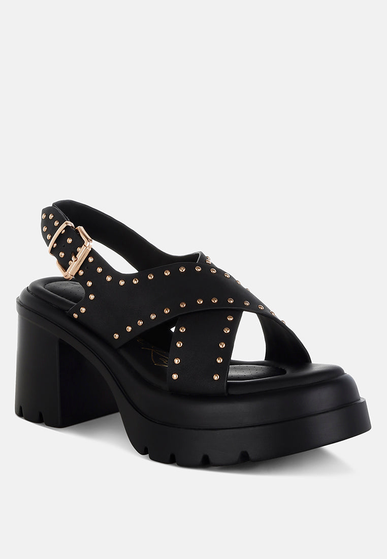 Stud Embellished Block Heel Sandals