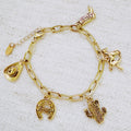 Western Charm Bracelet – Cactus, Hat & Horseshoe