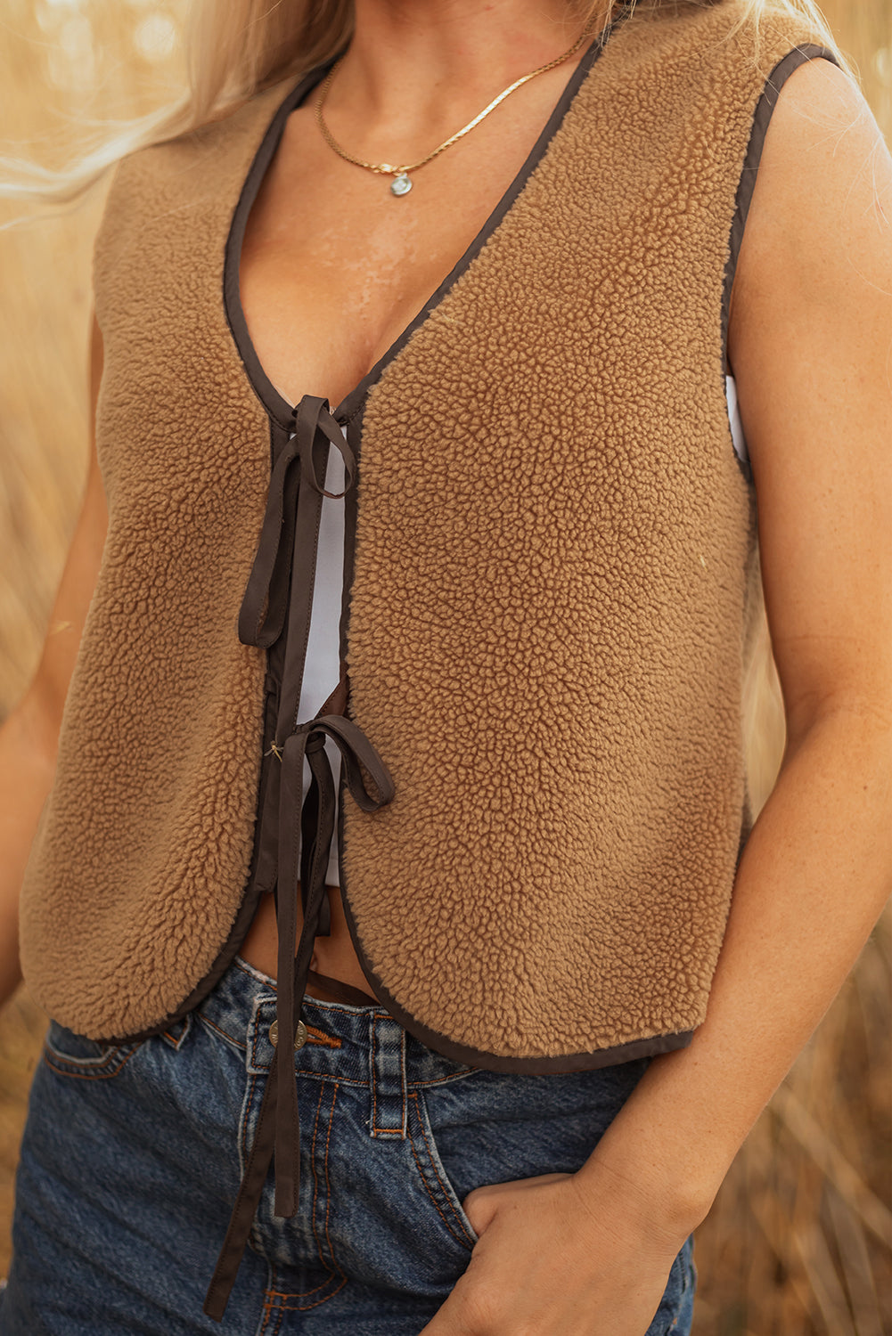 Front Tie Sherpa Vest
