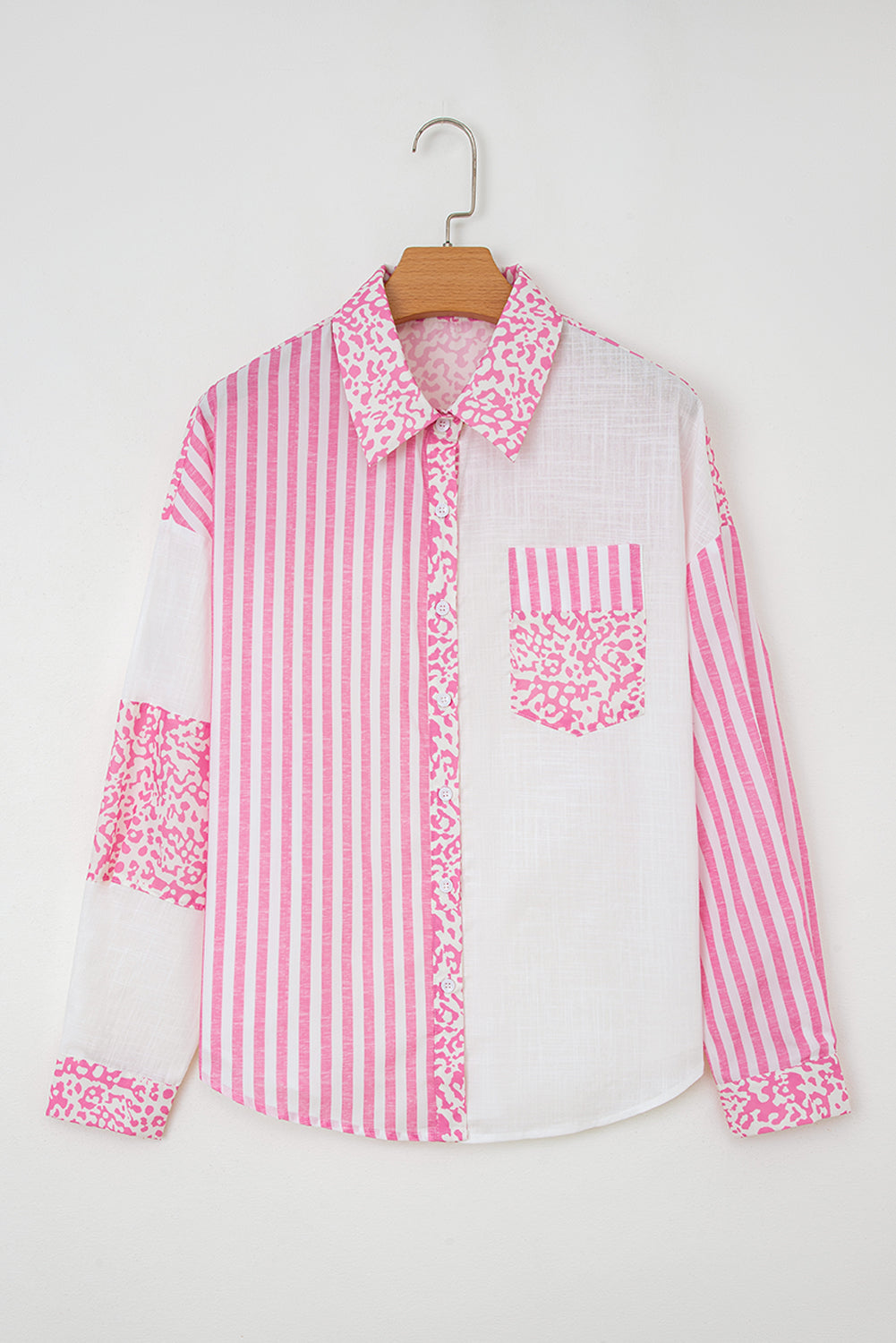 Sky Blue Leopard Striped Western Casual Shirt