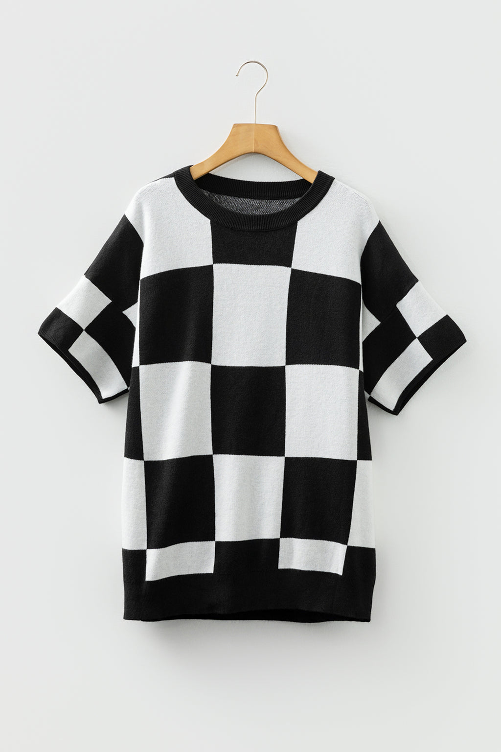 Checkered Drop Shoulder Sweater