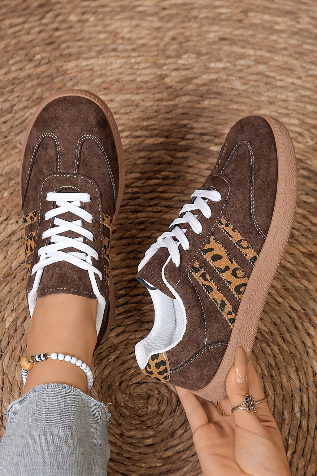 Leopard Patchwork Faux Suede Sneakers