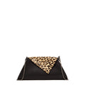 Black Leather and Leopard Clutch Bag