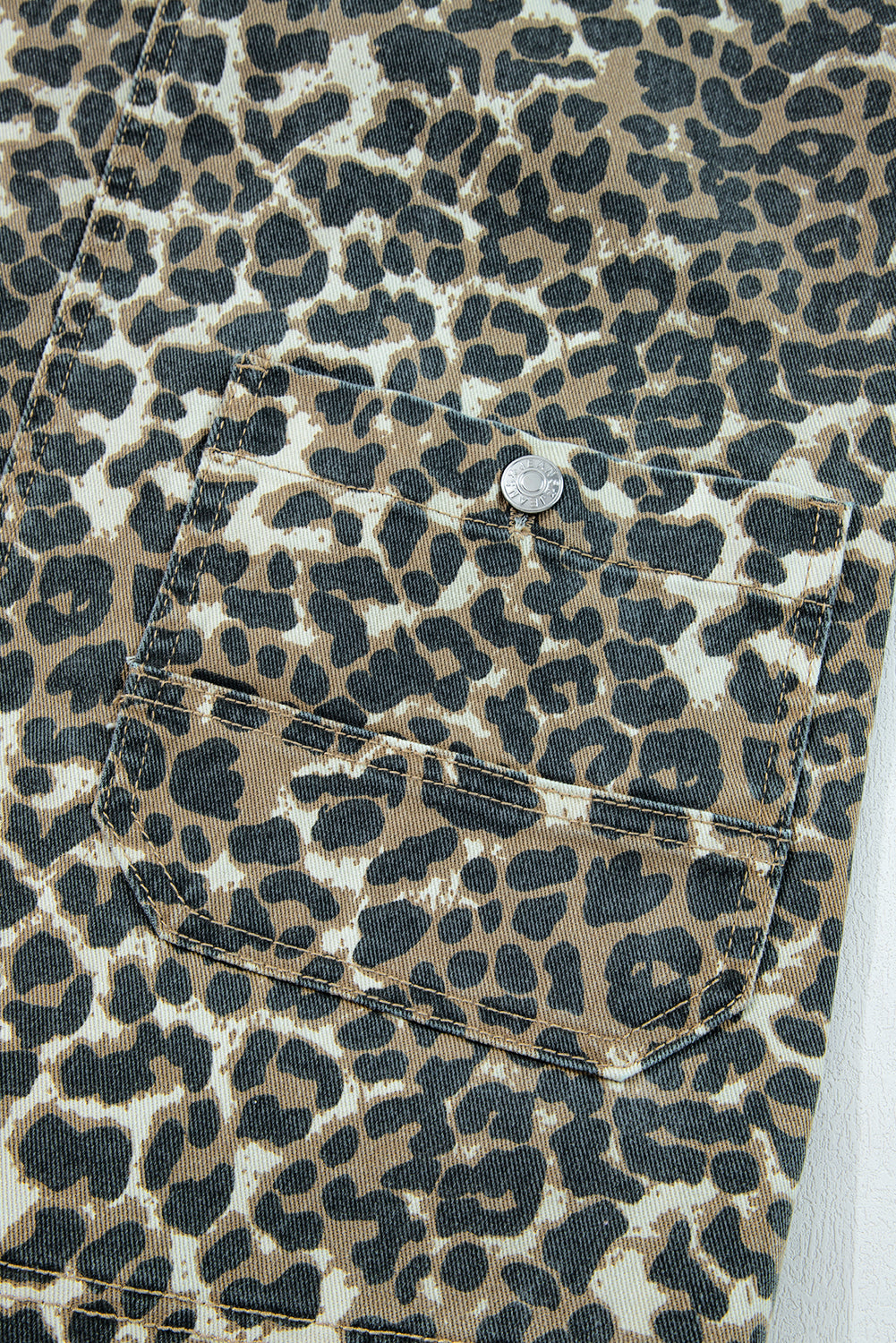 Leopard Print Loose Fit Denim Overall Dress