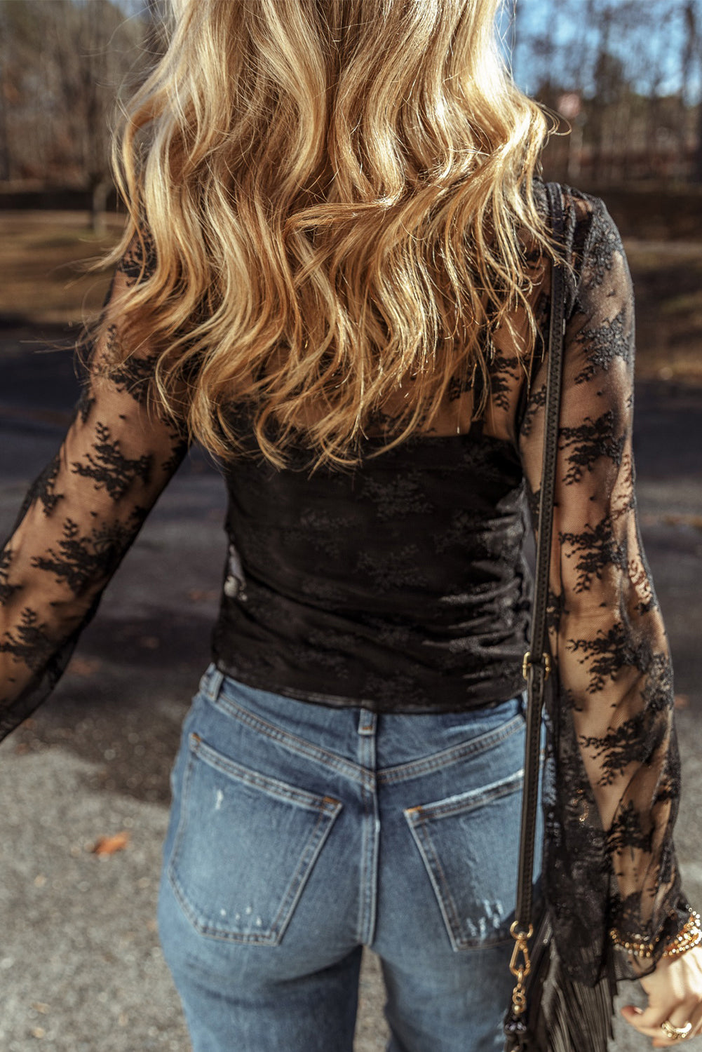 Black Lace Slim Fit Blouse