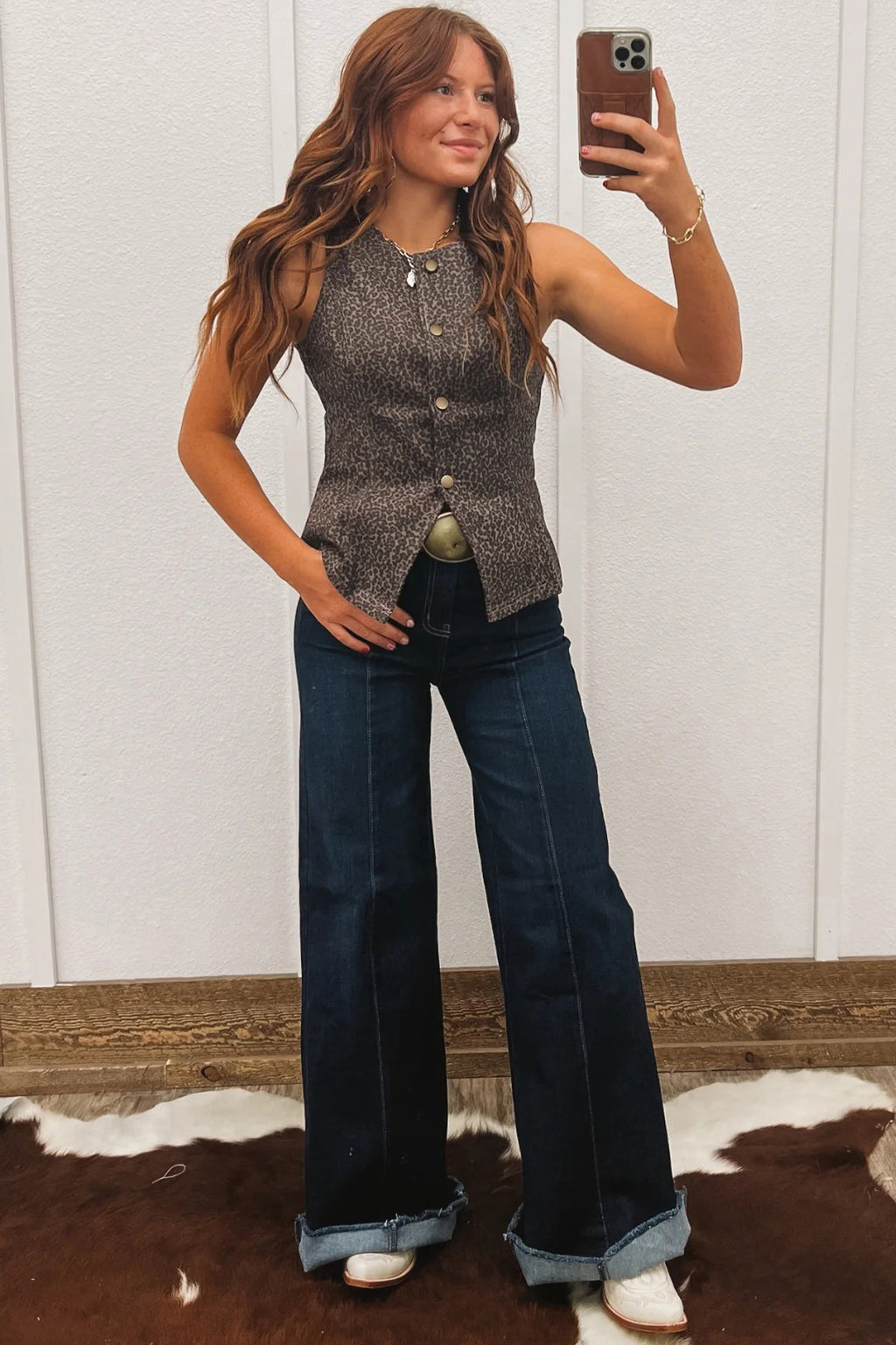 Leopard Print Denim Vest