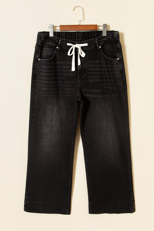 Acid Wash Lace-up Plus Size Jeans