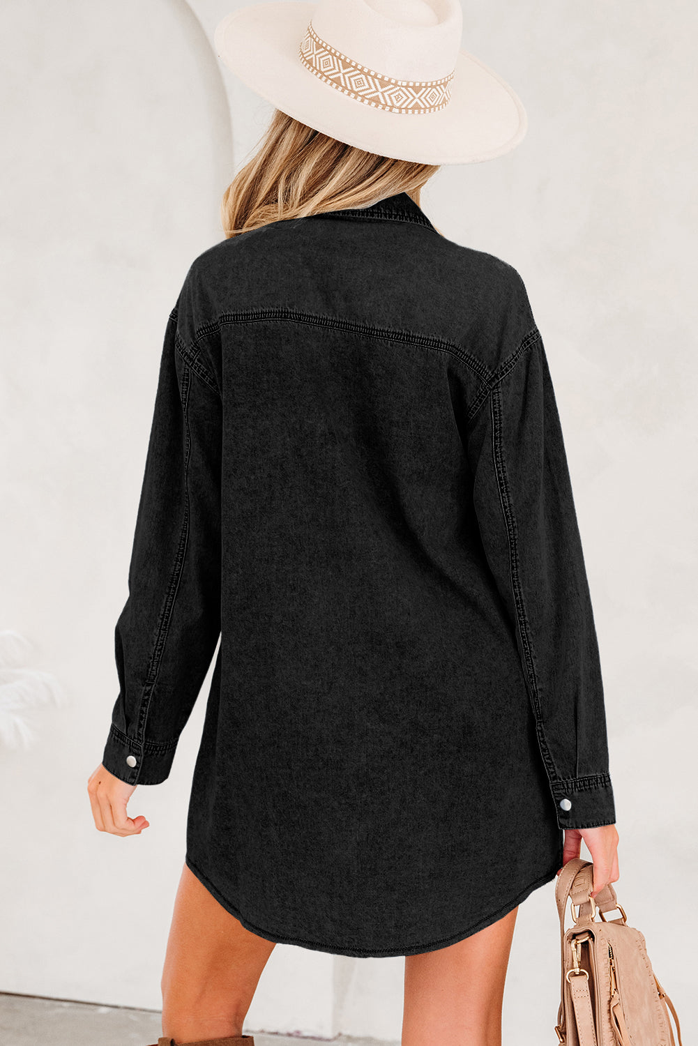 Raw Hem Denim Shirt Dress
