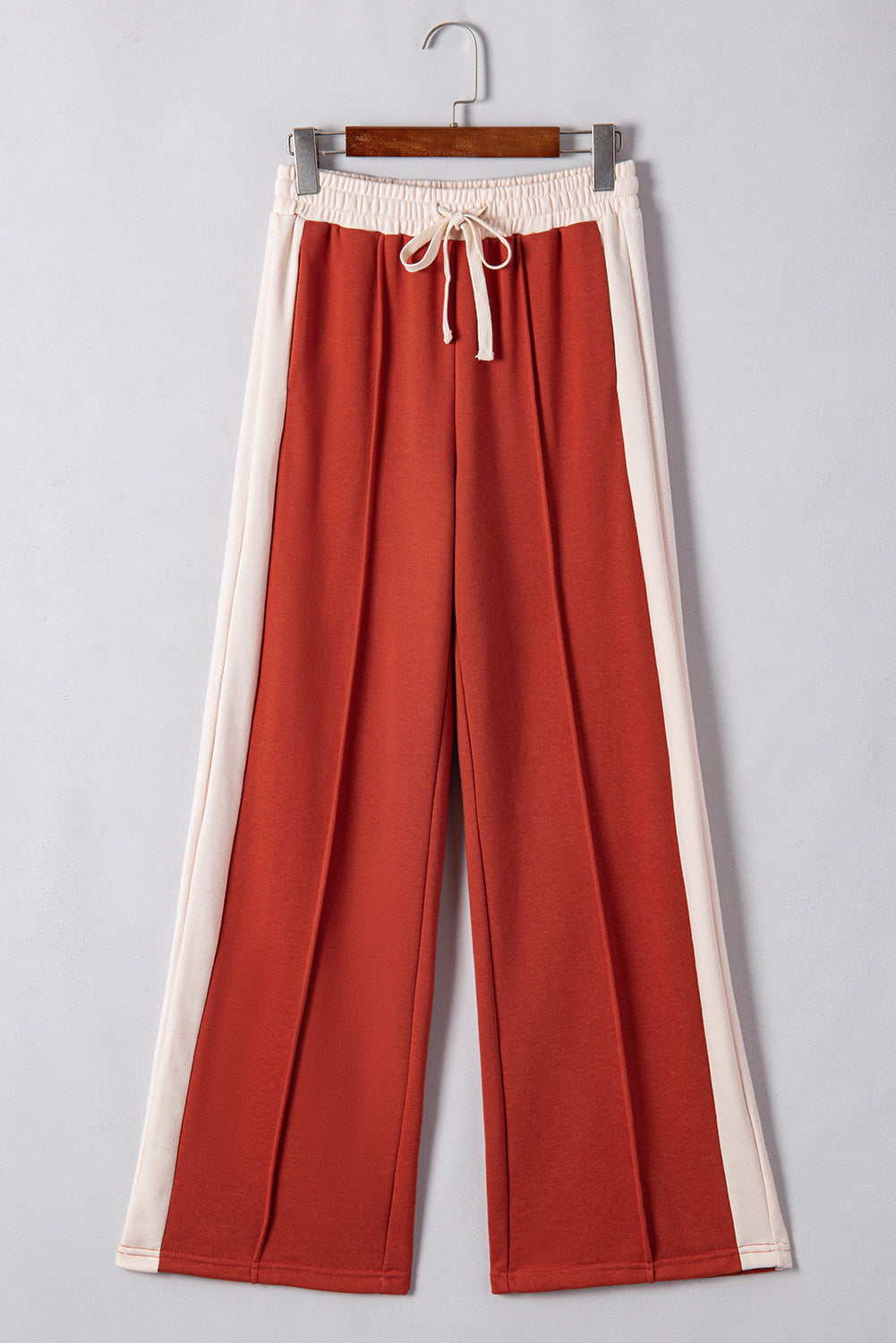 Color Block Drawstring Wide Leg Pants