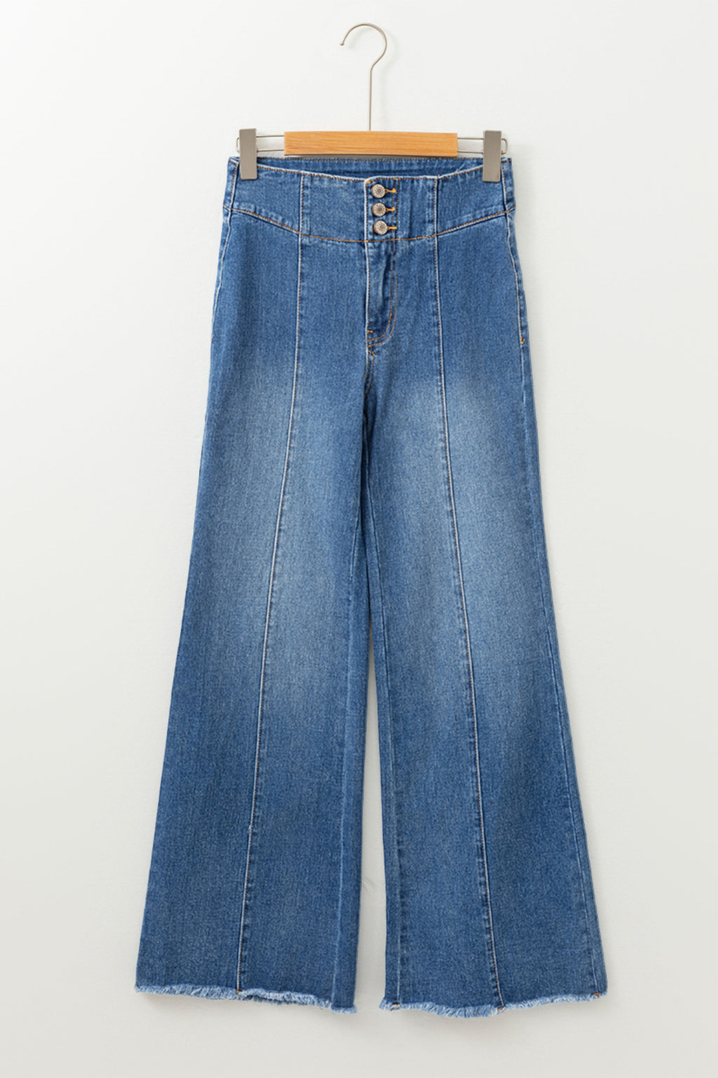 High Waist Button Fly Flare Jeans