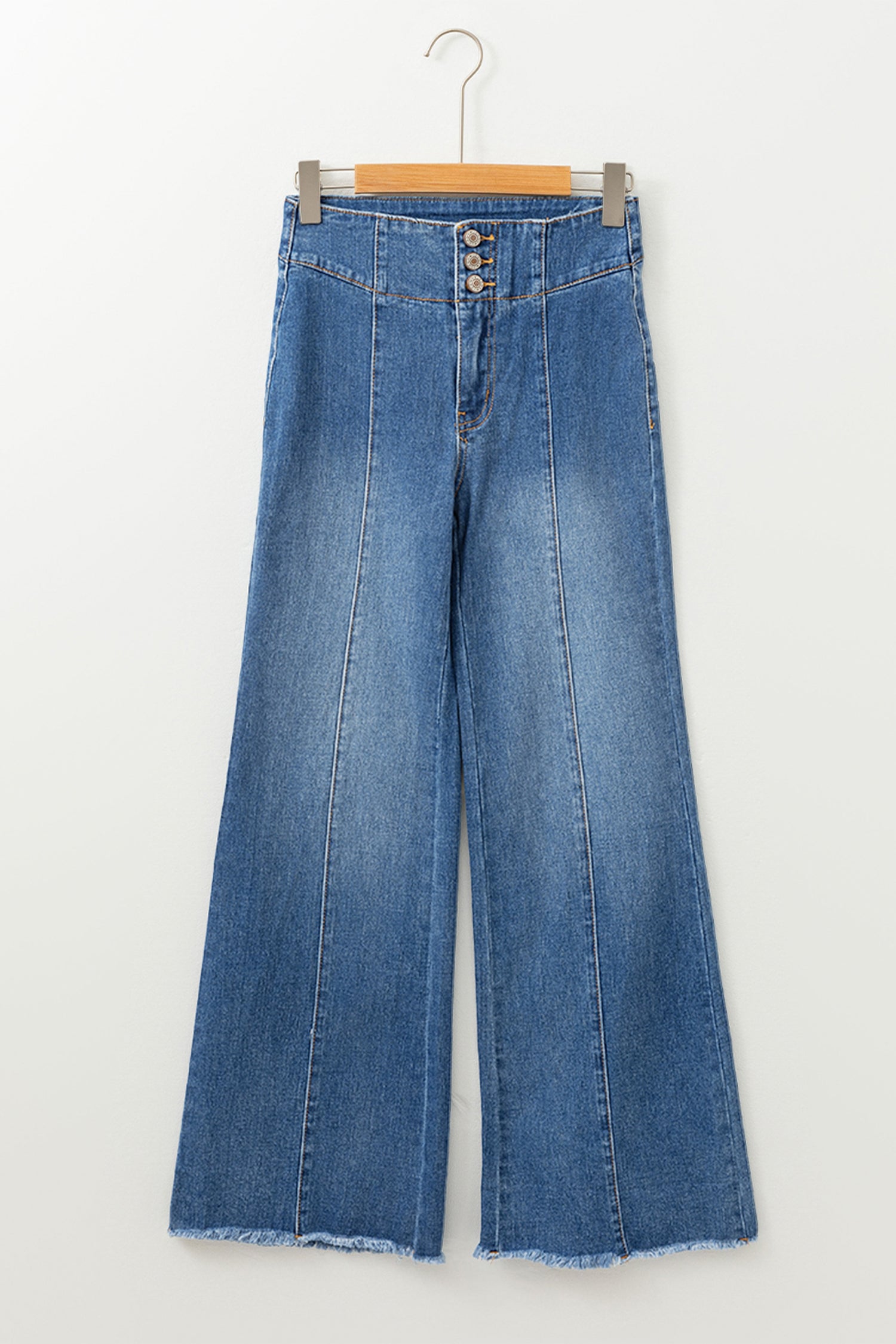 High Waist Button Fly Flare Jeans