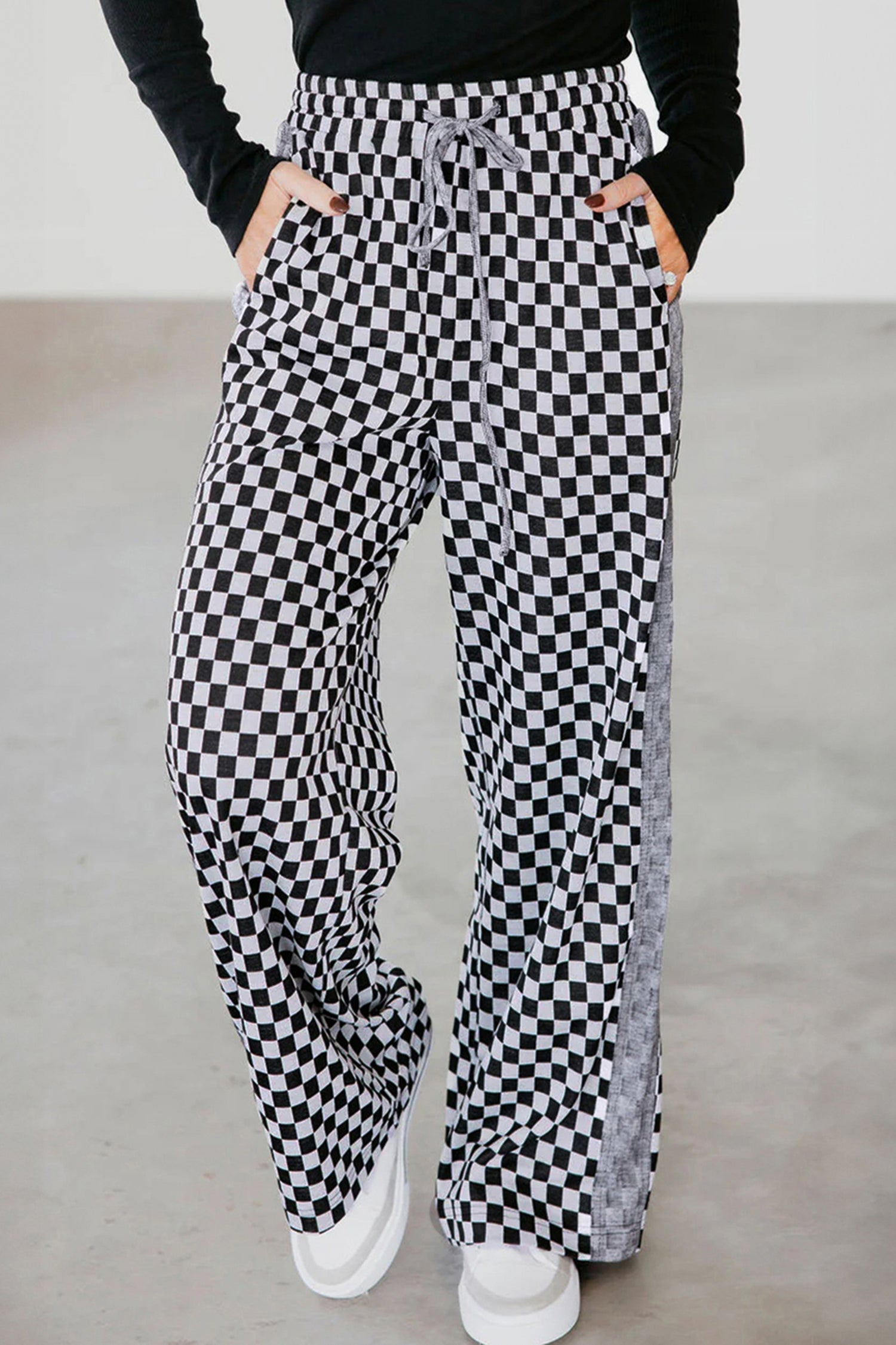 Checkered Drawstring Pants