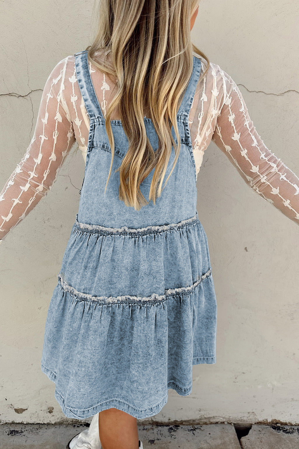 Light Wash Overall Denim Dress