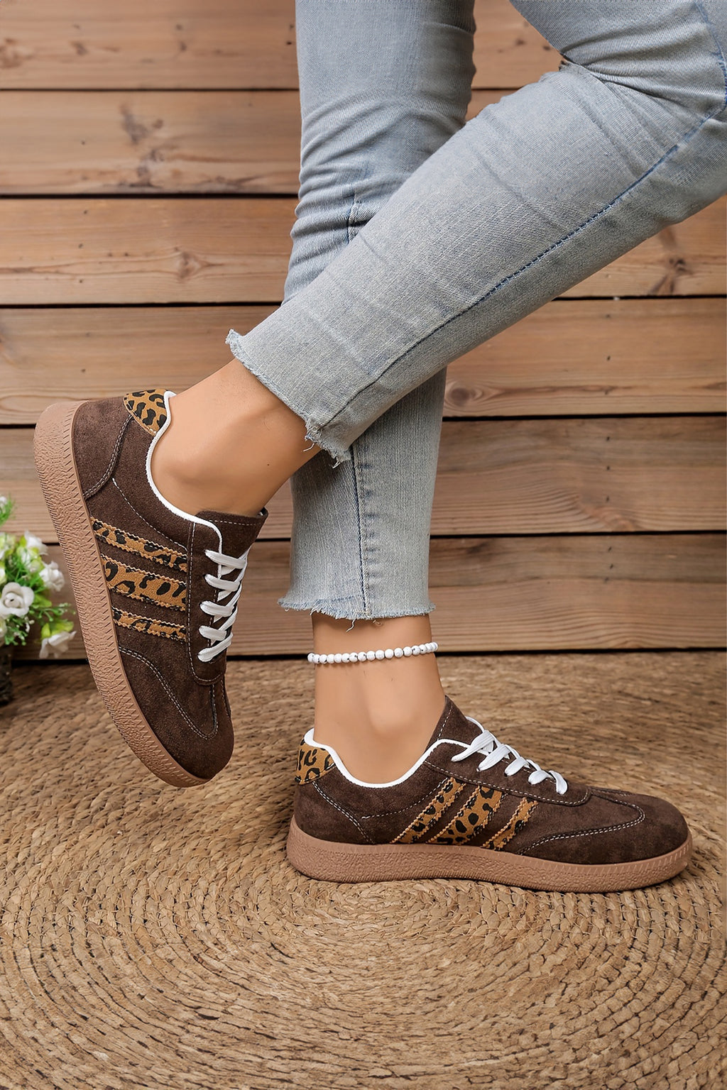 Leopard Patchwork Faux Suede Sneakers