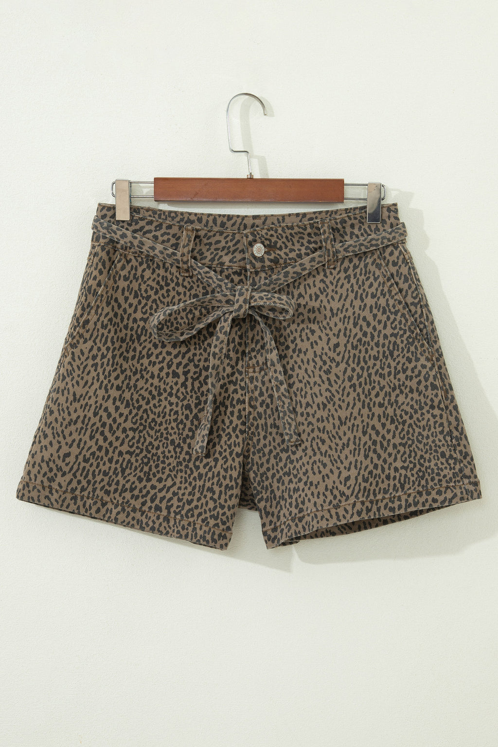 Leopard Print Loose Denim Shorts